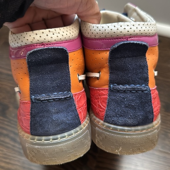 🟤 AUTHENTIC GUCCI HIGH-TOP SNEAKERS MULTICOLOR PVC 309521-Men’s Size 8 - Picture 6 of 13